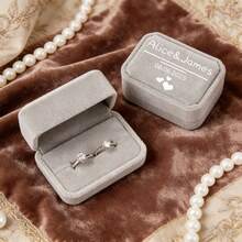 Hộp đựng nhẫn nhung cao cấp cá nhân hóa, hộp đựng nhẫn cưới hai ngăn, hộp đựng trang sức, hộp trang sức in tên và ngày tháng, hộp trang sức nhung tinh tế. - Nhiều màu - Xem 11