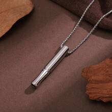 1件极简冥想呼吸放松不锈钢哨子吊坠项链 - 銀色 - 查看 2