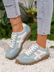 Hidkat Women's Summer Casual Flat Shoes, Lightweight Slip-On Outdoor Sports Shoes With Color Blocking, Comfortable And Non-Slip, Suitable For Spring And Autumn - 670 Light Blue - View 6