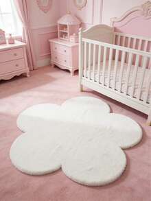 1 pieza Alfombra de piso con forma de flor esponjosa blanca, alfombra de juego linda, alfombra decorativa, decoración de dormitorio, alfombra pequeña, alfombra, decoración del hogar, alfombra para exteriores, alfombra lavable, regalo para graduación/Día de la Madre - Blanco - Ver 2