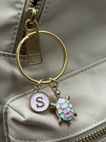 1个个性化海龟钥匙扣，海龟钥匙圈，个性化礼物，旅行海龟包挂饰，送给妈妈的幸运符礼物，海龟爱好者礼物创意 - 烏龜藍色 - 查看 2