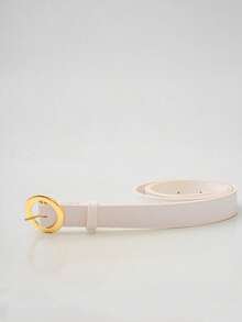 Women's Belt BOLINHA Gold Metal Synthetic Leather Minimalist Fashion Blogger Unisex Daily Use Simple Casual 2024 Popularity Beautiful Season Black White Brown Caramel Pink Current Size Stitched Occasional Versatile Decorative Vintage - trắng - Xem 2