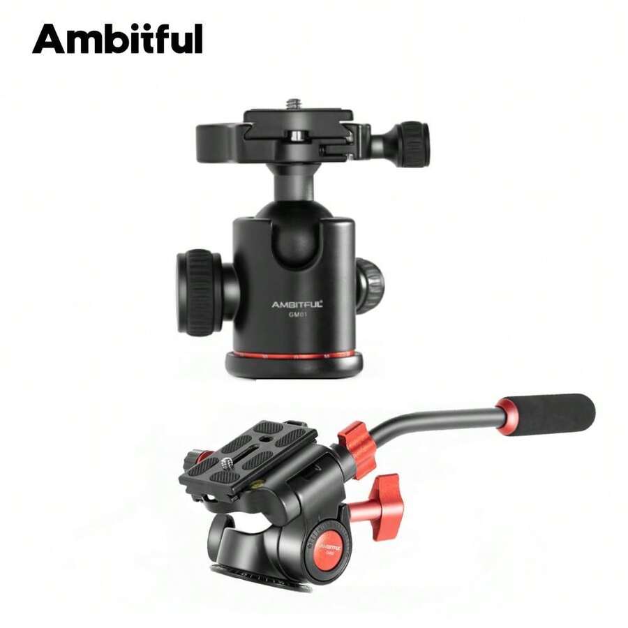 AMBITFUL GM01 GM02 铝合金球形双全景 1/4 三脚架云台,适用于相机 Vlog 三脚架支架摄影,承重 8kg - 查看 1