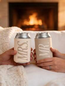 2 Packs Mr And Mrs Drink Sleeve Set ,Bride And Groom Gifts| Bride To Be Gifts, Bride Drinkware, Bridal Shower Gift, Engagement Party, Couple Travel, Bride Gift, Husband And Wife - View 3