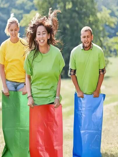 4pcs/Set Two-Person Three-Legged Jumping Sack Game Set, Outdoor Family Party Competition Toy, Suitable For Carnival, Lawn Party, Camping, Christmas, Halloween, Birthday Gifts (Random Color)