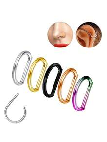 1 chiếc khuyên mũi hình chữ D tối giản bằng thép không gỉ 316L, trang sức xỏ khuyên cơ thể unisex có kẹp cài, thích hợp để đeo hàng ngày và tham dự các lễ hội âm nhạc. - Nhiều màu - Xem 2