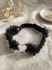 1pc Black Lace Heart Thigh Chain, Fashionable Minimalist Elegant Bridal Thigh Chain - Black - View 4