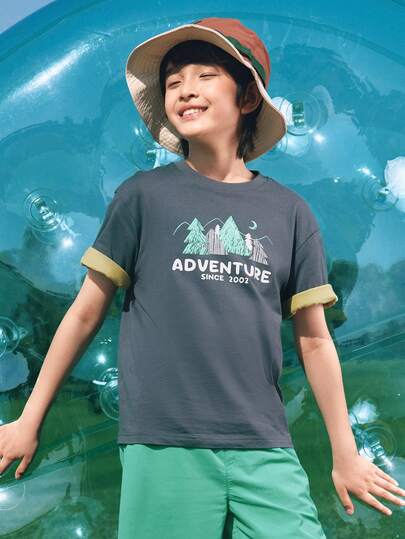 Balabala 幼儿儿童夏季短袖T恤，男女童纯棉印花上衣，舒适新款休闲服