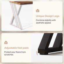 LITTLE TREE 140cm Z‑Shaped Computer Desk Heavy Duty Study Writing Table Modern Simple Home Office Desk - Rust Brown - View 6