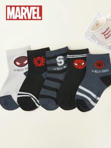 Marvel 1/5/10 Pairs Kids Cute Superhero Series Socks, Boys' Mid-Calf Socks, Korean Cartoon, Autumn/Winter, Girls' Socks, Children & Superhero Character Socks - Multicolor - View 3