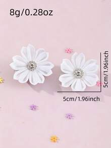 2 piezas de Clips para el cabello con flores blancas de Rhinestone versátiles, adecuados para uso diario en primavera y verano - Blanco - Ver 5
