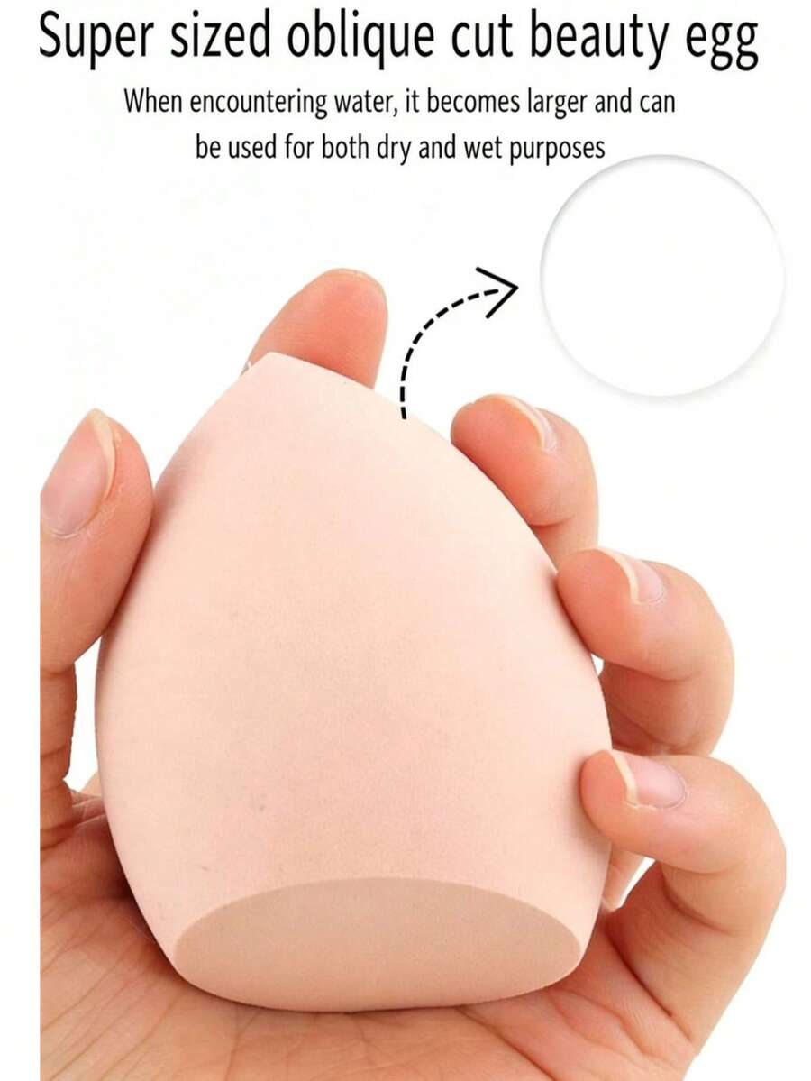 1pc Fashionable Large Pink Makeup Sponge, Made Of Skin-Friendly Hydrating Material, Quickly Expands When Wet, Suitable For Gentle Makeup Application, Reusable, Non-Shedding, High Density & Elasticity, Ideal Makeup Tool - Khaki - View 1