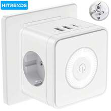 HITRENDS 5-In-1 German Standard Multi-Functional Magic Plug Socket With 2 USB A + 1 Type C Fast Charging Ports, Three Adjustable Night Lights, 3680W High Power, Multiple Protection, Essential Extension Power Socket For Home, Bedroom And Travel - View 1