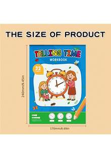 Cuaderno de trabajo para que los niños aprendan a decir la hora, adecuado para actividades de preescolar en educación en el hogar, que incluye hojas de trabajo para lectura y matemáticas, perfecto para la enseñanza en el aula y útiles escolares de vuelta a clases - Multicolor - Ver 3