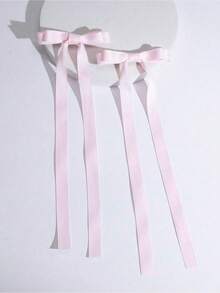 2pcs Ballet Style Long Ribbon Bow Hair Clip Fashionable And Cute Women Hair Accessory Suitable For Daily Wear On Any Occasion Valentine's Day Valentines Hair Accessories For Women Claw Clips Hair Claws Hair Barrettes School Stuff Elegant College Winter Outfit For Women Bows Head Accessories - Hồng - Xem 8