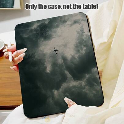 1pc Desk Pad Protector With Plane In Cloudy Sky Pattern, 360° Rotating Stand, Pen Slot, PU Leather Case With Auto Sleep/Wake Function, Compatible With Samsung A9/A9+/S9/S9FE/A11/A11+/S11/S10 FE/S10 FE+/S10 Lite, Also Compatible With Apple A16 2025, /, Honor, Matepad SE 11, And Other Popular Models, Suitable For Back To School, Valentine's Day, Holiday Gifts