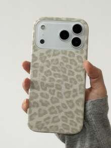 Cheetah,Leopard Print Luxury Leopard Print Glitter Half Protection Faux Leather Phone Cover Compatible With IPhone 17 Pro Max 17Pro 17 16 15 14 Pro Max 13 Fashion Creative Back Cover - Apricot Color - View 4