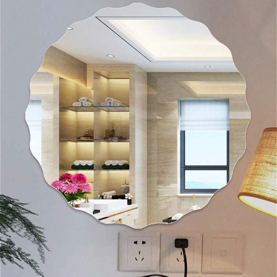 Gương acrylic hình mặt trời dễ lắp đặt - Không khung, trang trí tường HD cho phòng tắm và phòng khách - Tự dính với lớp màng bảo vệ - 2mm - Xem 1