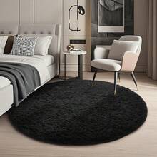 Black, Ultra-Soft, Fluffy Shaggy Rug – Cozy Rug For Bedroom, Living Room Or Children's Room, Non-Slip, Modern Accent In Chic Colors - 黑色 - 查看 14