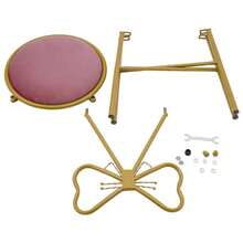 Versatile Makeup Dressing Chair Stylish Pink Vanity Stool W/Bow Knot Backrest - Pink - View 3