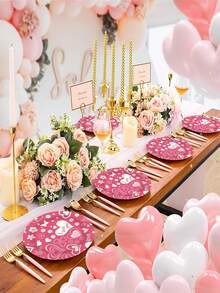 Bộ 10 đĩa giấy và khăn ăn hình trái tim màu hồng trắng, đồ dùng tiệc tùng, đĩa tráng miệng, bộ đồ ăn cho lễ đính hôn, đám cưới, kỷ niệm, sinh nhật. - Nhiều màu - Xem 4