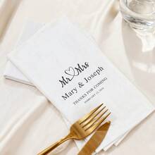 15-100 Stücke Monogramm Hochzeit Servietten, Leinenoptik personalisierte Party Servietten, klarer Druck, perfekte Tischdekoration für Hochzeit, Jahrestag, Bridal-Shower, Verlobungsfeier, Probeessen, ideale Verlobungsservietten für Paar, Liebhaber und Familie, personalisierte Cocktailservietten, elegante personalisierte Gästehandtücher - Rechteck - Übersicht 4