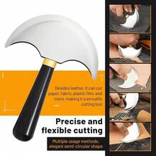[Free Shipping]With Ebony Wooden Handle, Round Leather , Craft Trimming Tool, WorFKing Tool For Cutting, Skiving, Crafting & Artistic Project (L) - Large - 查看 4