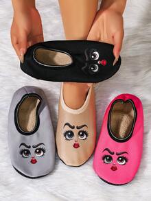 女士套脚家居拖鞋 - 柔软防滑保暖鞋底，舒适内里，四季皆宜，用途广泛，适合瑜伽、潜水、舞蹈、旅行和酒店穿着，方便携带，可机洗，送给妈妈的礼物，图案随机 - 玫紅色 - 查看 4