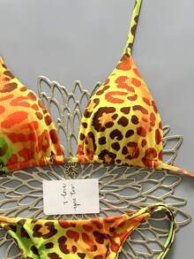 2025 Women's Sexy Leopard Print Bikini 2-Piece Swimwear Vacation Beach Summer - Orange - View 2