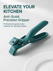 Agarrador de bol resistente al calor - Utensilios de cocina de alta temperatura de fácil agarre, herramienta para cocinar en microondas y vaporera - Verde - Ver 2