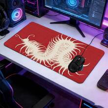 YUFZX 前卫白色抽象荆棘图案红色超大号游戏鼠标垫，带防滑橡胶底座的大号桌面垫，缝边锁边可水洗桌面垫，适用于游戏、家庭办公室，是游戏玩家、朋克和哥特美学爱好者的理想礼物 - 查看 5