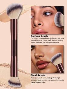 2支装化妆刷套装 高级合成毛眼影晕染刷套装 化妆品工具 - 酒紅色 - 查看 3