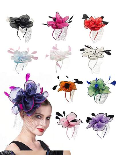 1Pc D EXCEED 1920s 50s Vintage Fascinators Hat For Women Tea Party Opera Headband Flower Bridal Shower Weddings Themed Events