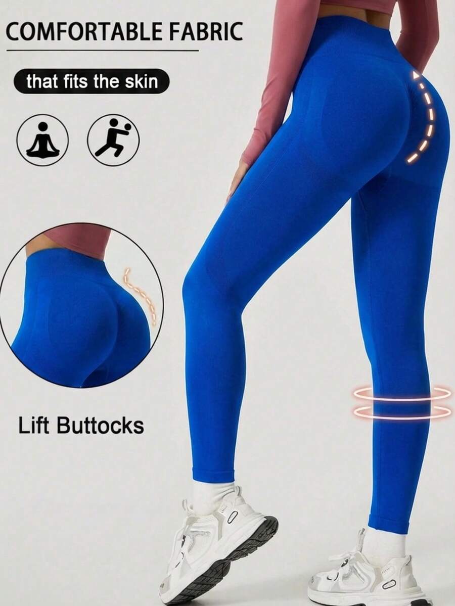 Solid Color High Waist Seamless Outdoor Leggings Sports