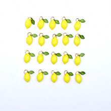 Yellow-Green Lemon Leaf DIY Handmade Fruit Pendant, Czech Earring & Necklace Accessory Materials, Fresh Jewelry - Multicolor - View 2