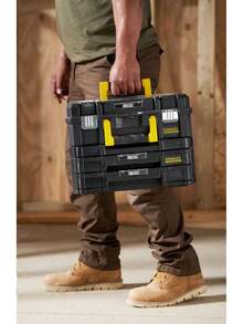 FatMax Pro-Stack Werkzeugkoffer Werkzeugbox leer Werkzeugkasten - Werkzeugkiste (21,5L Fassungsvermögen, mit 2 Schubladen und Organizern für Kleinteile, mit Metallschließen) FMST1-71981 - Einzel - Übersicht 6