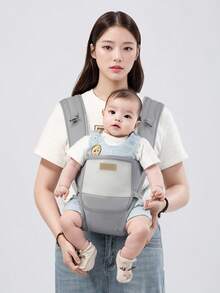 4-Season Baby Carrier Waist Stool, Lightweight Front Carry Infant Backpack, Versatile Outdoor Babywearing Device - Grey - View 3