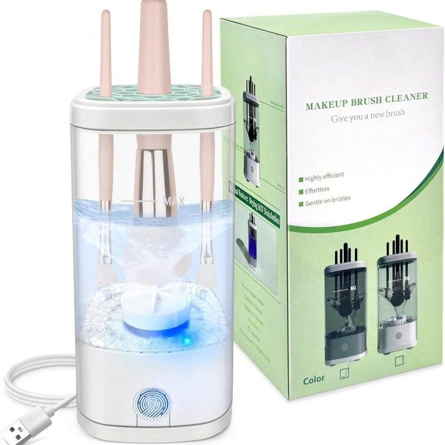 Electric Makeup Brush Cleaner Machine, Ultimate Efficient Automatic Cleaner For All Types Of Makeup Brushes- Transparent - Default - View 1