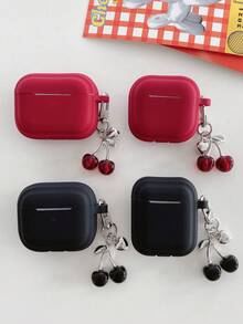 1pc Compatible With AirpodsPro 3 2025 Case Soft Silicone Headhone Cover Compatible With AirpodsPro 2 4 3 2 1 Pro2 Pro3 Cases With Cherry Pendant - Multicolor - View 1