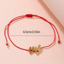 1 chiếc vòng tay dệt hình trái tim tối giản mùa hè, món quà trang sức thường ngày dành cho bạn gái. - Đỏ - Xem 4