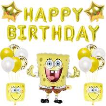 SpongeBob SquarePants Bộ 18 bóng bay bằng giấy bạc, đồ chơi trang trí tiệc sinh nhật chủ đề hoạt hình, trang trí tường tiệc sinh nhật. - Bộ - Xem 7