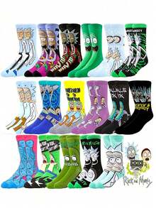 5 Pairs Random Warner Bros. Series Unisex Fashion Funny Cartoon Character Versatile Comfortable Crew Socks - Multicolor - View 2