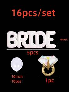 一套白色“新娘”字母气球横幅，40英寸白色“BRIDE”气球，适用于新娘送礼会、单身派对、婚礼装饰、家庭派对用品、订婚装饰 - 白色 - 查看 8