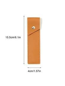 1pc Minimalist Leather Pen Case, Designed With Japanese/Korean Style Clip-On Storage Box For Ballpoint Pens, Fountain Pens And Button Stationery, Convenient And Practical Storage, Ideal For Students And Office Supplies, Essential Back-To-School Item - Simple Leather Pen Case - View 6