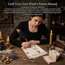 30 Jars Witchcraft Herbs Kit For Beginners, Wiccan Altar Supplies With Crystal Spoon, Feather Pen, Herbal Guidebook & Parchments, Magic Spell Herbs Set For Pagan Ceremonies, Witchcraft Gifts For Women - 30 Jars - 查看 3