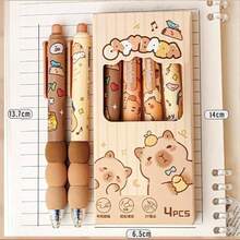 Capybara Cute 4 PCS Erasable Gel Pens, 0.5mm Blue Ink - Retractable, School Office Pens Girl,Large-Capacity Multi-Layer Pencil Case, Back To School Supplies School Essentials - Multicolor - View 11