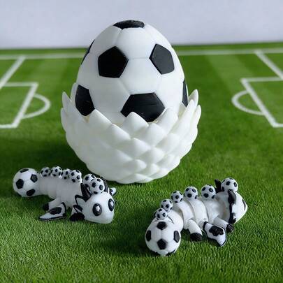 3D Printed Cute Adorable Football Dragon + Dragon Egg Model Plastic Toy Figurine Desktop Decor Sculpture Gift