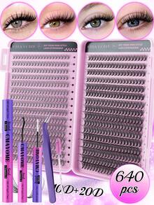 Bộ 544/640 sợi mi giả D Curl, bao gồm keo, cọ và nhíp, dễ sử dụng cho người mới bắt đầu, tạo hiệu ứng mi mềm mại và tự nhiên, dày và bồng bềnh, mi giả tự lắp ráp phù hợp với nhiều hình dạng mắt khác nhau, bộ mi + keo dán mi + nhíp, dễ sử dụng, thân thiện với người mới bắt đầu, bộ mi giả dày và bồng bềnh, phù hợp cho sử dụng hàng ngày, ngoài trời, hẹn hò, trang điểm mắt, quà tặng học sinh tựu trường, bộ mi giả. - Nhiều màu - Xem 22