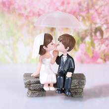 Juego de 2 piezas de paraguas con parejas besándose. Figuras coleccionables hechas de resina., Adornos de bonsái de jardín, Accesorios decorativos DIY, Decoraciones del hogar, Decoraciones de oficina, Decoraciones de la consola central del coche, Decoraciones de boda. - A - Ver 14