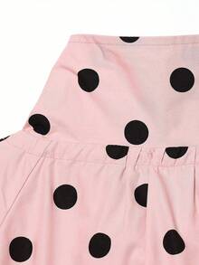 Áo khoác nữ dài tay cổ đứng chấm bi kiểu retro thắt eo YROOE, phong cách thường ngày cho mùa xuân và hè. - Hồng - Xem 9